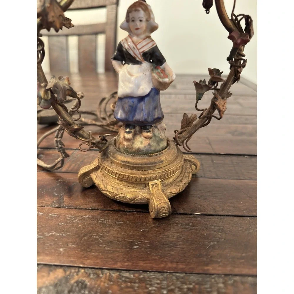Vintage Made In France Porcelain Girl Playing Figurine Table Bassano Lamp 20